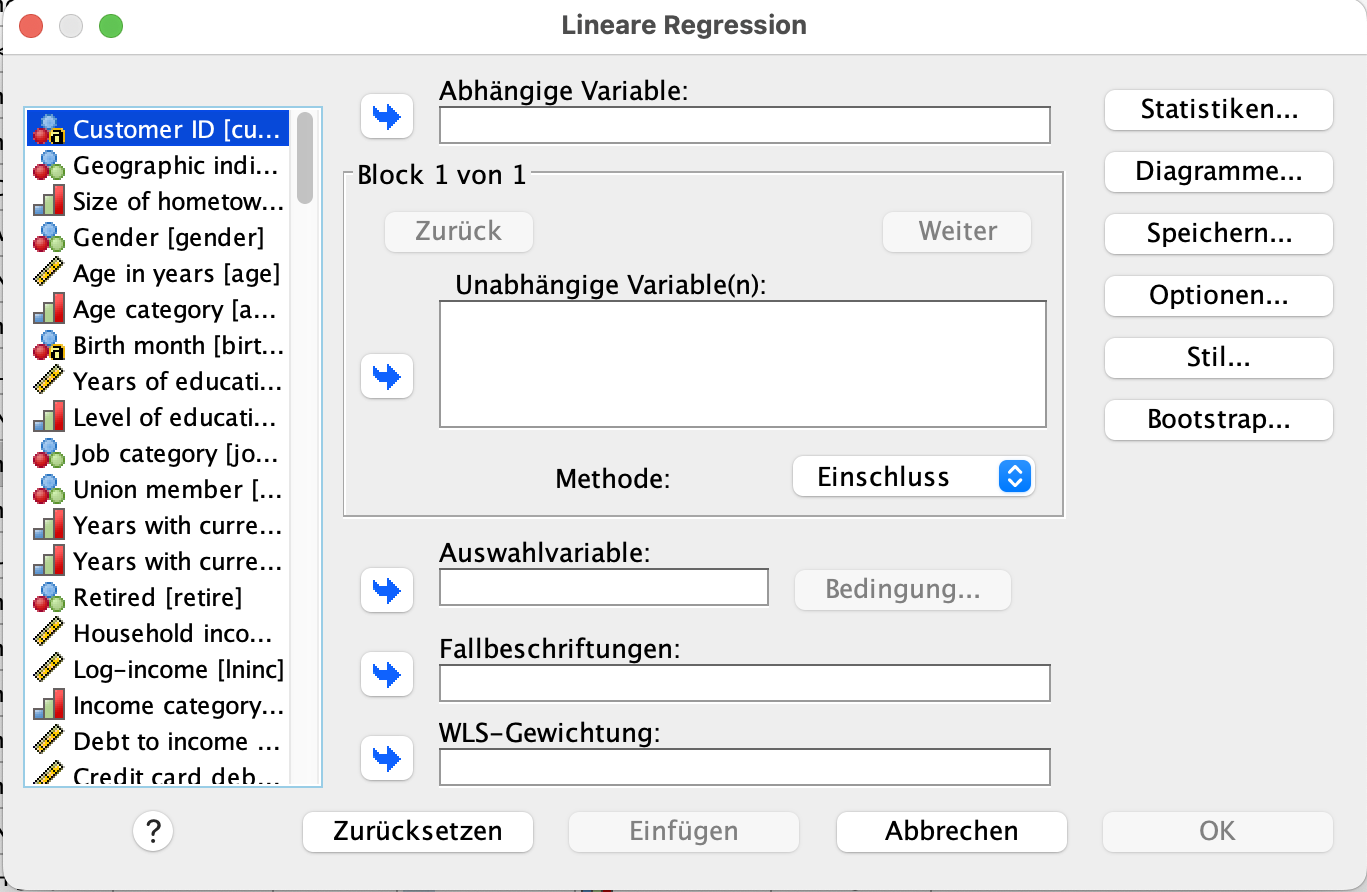 Regressionsanalyse in SPSS